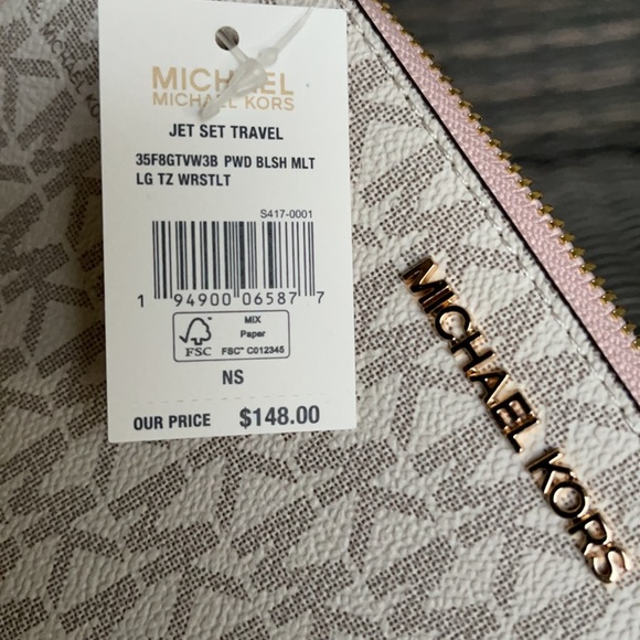 Michael Kors Jet Set Travel Large Top Zip Signature Wristlet Clutch - Picture 13 of 16